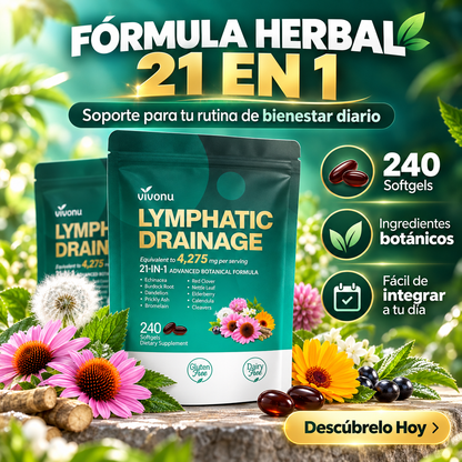 VivoNu Lymphatic 21-en-1 | Soporte Linfático Herbal con 240 cápsulas