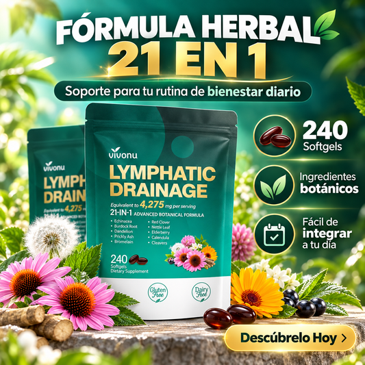 VivoNu Lymphatic 21-en-1 | Soporte Linfático Herbal con 240 cápsulas
