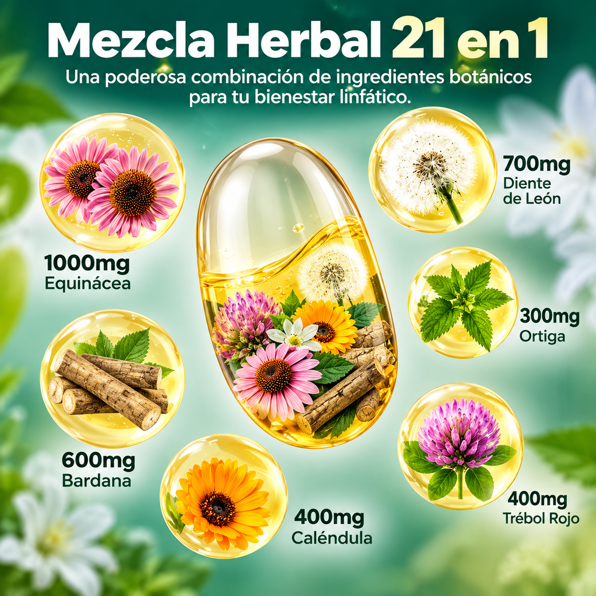 VivoNu Lymphatic 21-en-1 | Soporte Linfático Herbal con 240 cápsulas